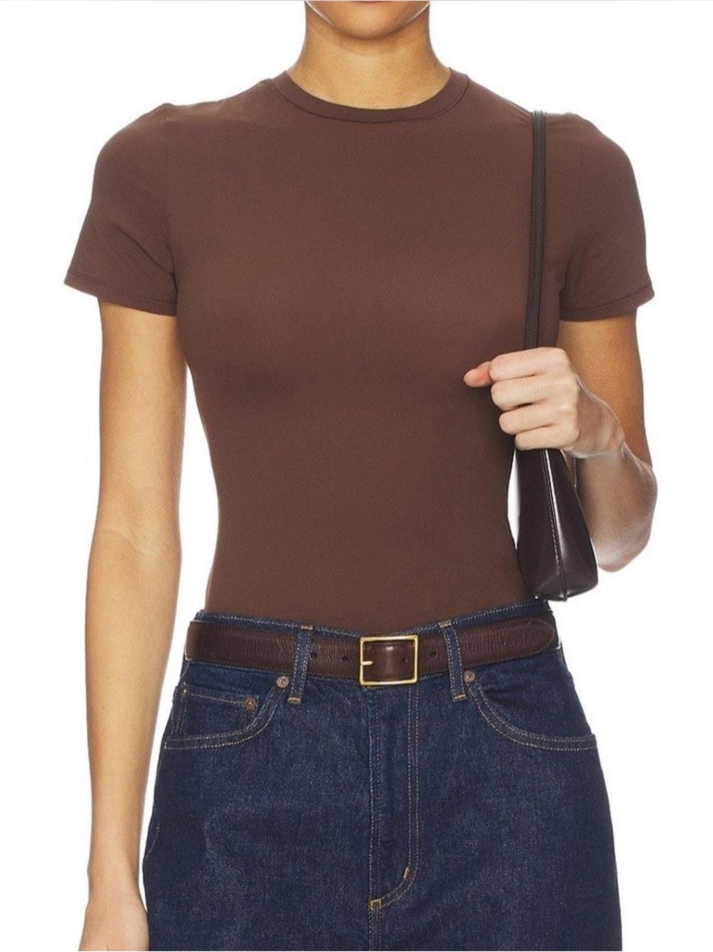 SKIMS Fits Everybody Short Sleeve Tee in Cocoa size XL Crewneck Brown